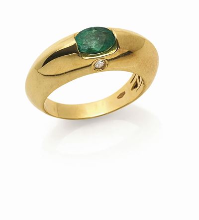 Anello in Oro, Diamanti e Smeraldo a Fas