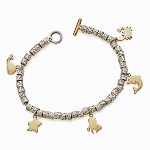 BRACCIALE IN ARGENTO CON CHARMS IN ORO