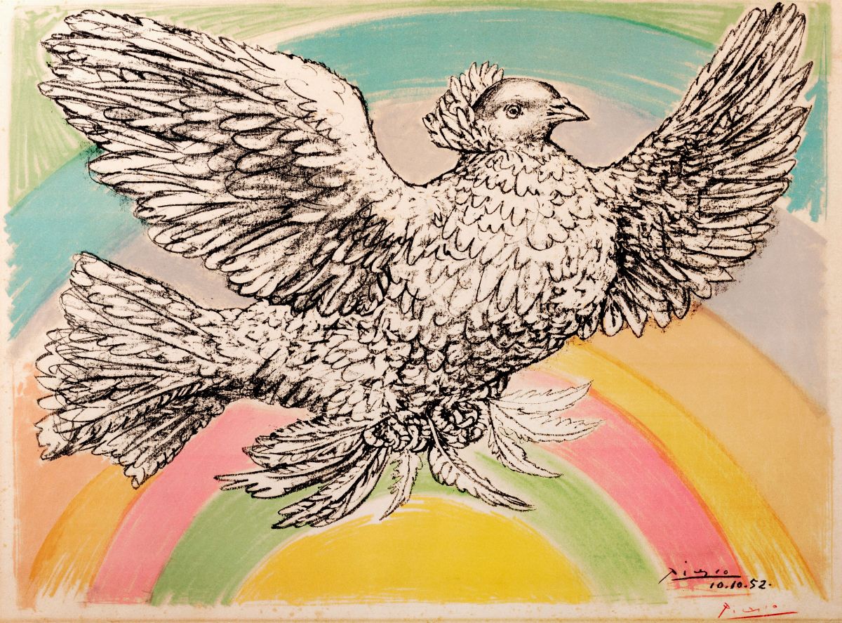 Pablo Picasso - Colombe volant (à l'arc-en-ciel) 1952 | Prints u0026 Multiples  | Finarte