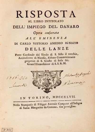 Risposta al Libro Intitolato Dell'impiego del Danaro