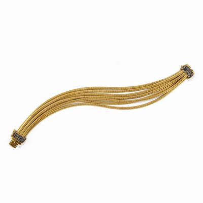 Bracciale in oro giallo satinato 18K con zaffiri taglio rotondo