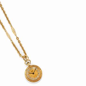 A 18K yellow gold watch with necklace, Visconti