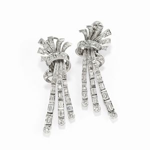 Orecchini pendenti con diamanti, 1950 circa