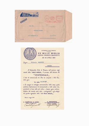 Lotto con busta e documento del concorre