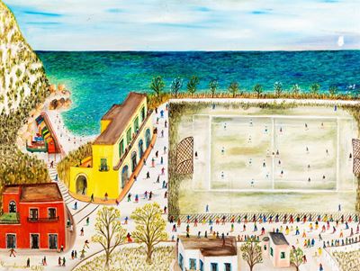Il campo sportivo, olio su tela, 1962