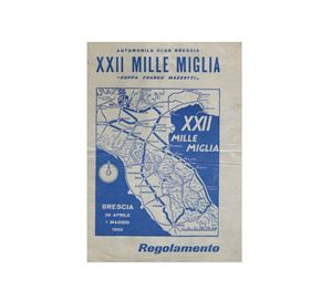 1955, Regolamento XXII Mille Miglia Copp