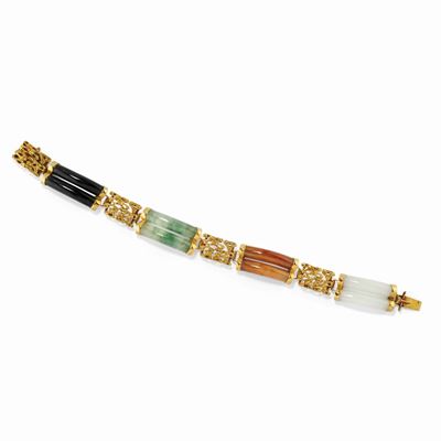 Bracciale in oro giallo 14K con elementi in pietre dure
