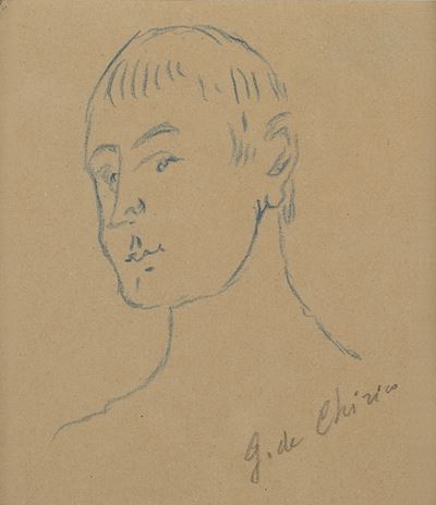 Testa di saggio, matita azzurra su carta, anni '40