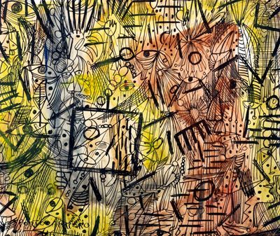 Fiesta, tecnica mista su carta, 1946