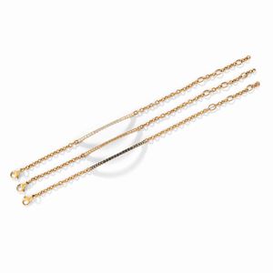Three 18K yellow gold and diamond bracelets