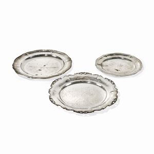 Three silver plates, Italy 20th Century