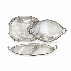 Three silver trays, Italy 20th Century