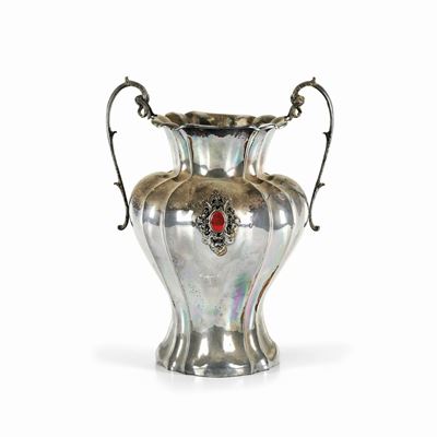 Vaso in argento e pietra dura, Italia, XX secolo