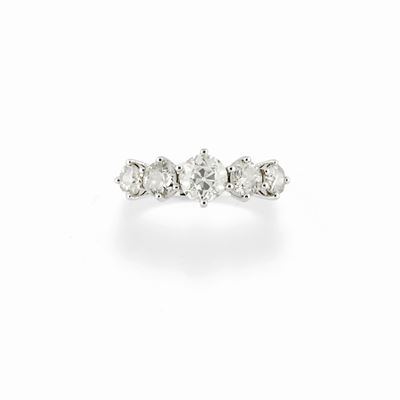 Anello con diamanti, oro bianco 18K, 2,00 ct circa