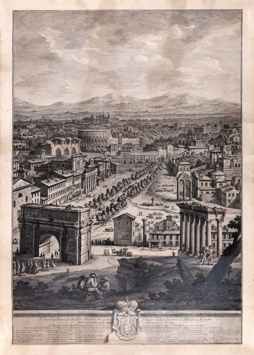 Giuseppe Vasi - Il Prospetto della Città Leonina, che Si Vede Colla Basilica Vaticana, Ponte...