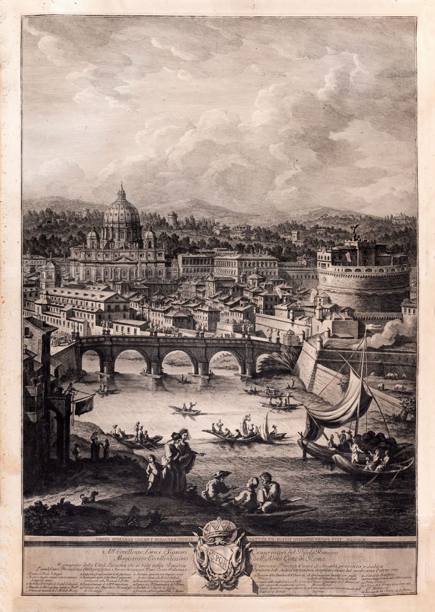 Giuseppe Vasi - Il Prospetto della Città Leonina, che Si Vede Colla Basilica Vaticana, Ponte...