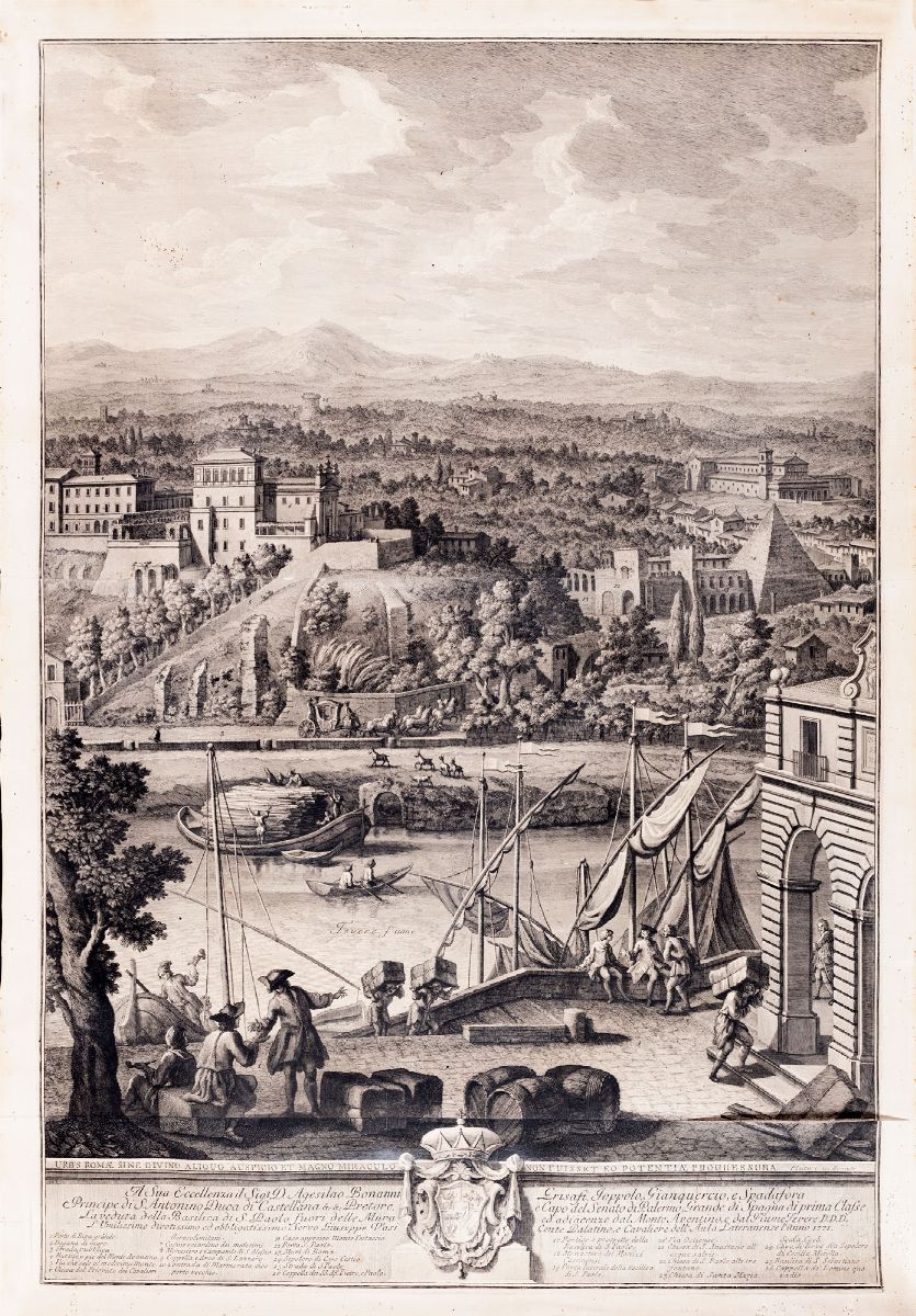 Giuseppe Vasi - Il Prospetto della Città Leonina, che Si Vede Colla Basilica Vaticana, Ponte...