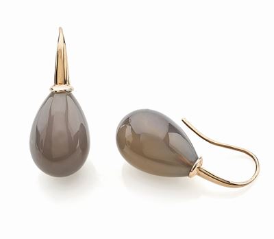 Paio di orecchini in oro rosé 18K con pietre grigie