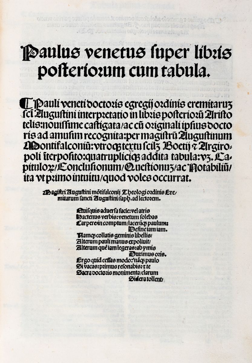 Apolinaris super Posteriora. Subtilissima Apolinaris expositio in primum Posteriorum Aristotelis ...