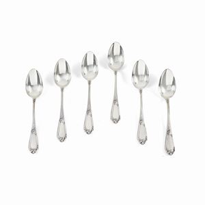 Six silver spoons, Italy 20th Century