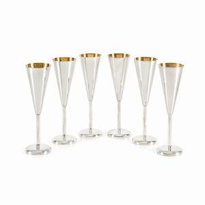 Six silver glasses, Italy 20th Century