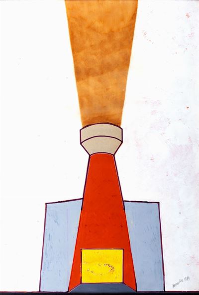 Senza titolo (Il forno), tecnica mista e collage su cartone