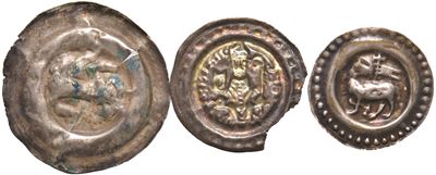 Lotto di 3 monete bracteate in argento, conservazioni varie