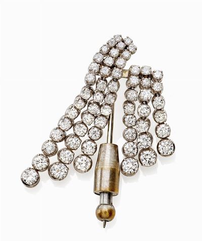 Spillone in oro bianco 18K con diamanti taglio brillante
