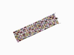 BRACCIALE IN ORO, DIAMANTI E GEMME SEMIP