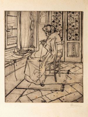 Mom working in front of the window