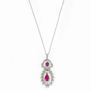 A platinum, Burma ruby and diamond pendant, early 20th Century