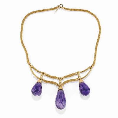 Collana con ametiste, oro giallo 18K
