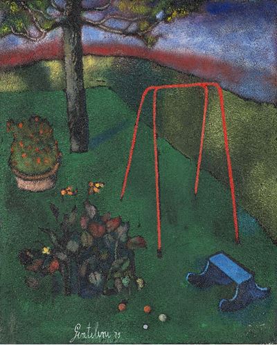 Nel mio giardino, olio su tela, 50 x 40 cm, 1979