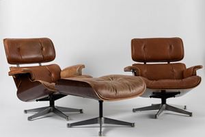 Two Armchairs with ottoman