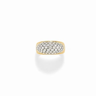 Anello in oro giallo 18K con diamanti taglio brillante, circa 2,00 ct