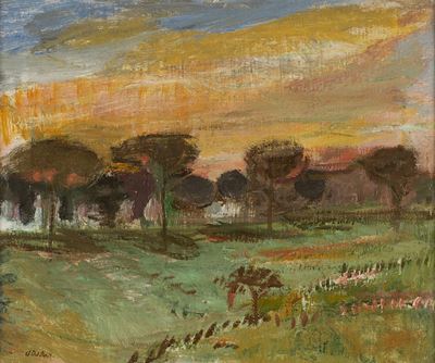 Tramonto sulla pineta, olio su tela, 1946