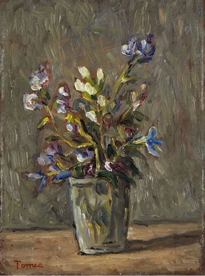 Fiori, olio su tavola