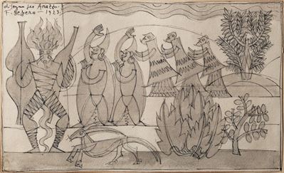 Disegno per arazzo, china e grafite su carta, 1923