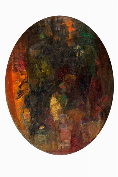 Il grande specchio, olio su tela ovale