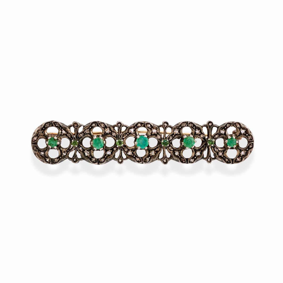 Demi Parure in Argento e Oro Giallo 18K con Smeraldi e Diamanti