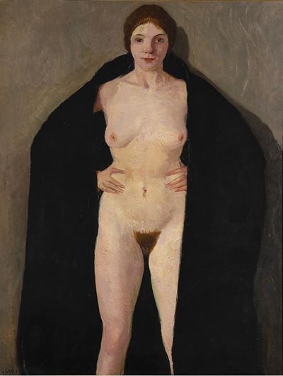 Dama dal mantello nero, olio su tela