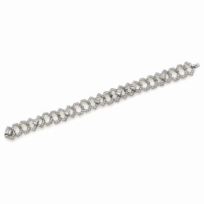 Bracciale e Pendente in Oro Bianco 18K con Diamanti Huit-Huit e Baguette
