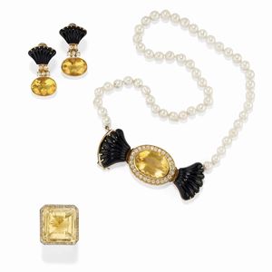 A 14K, 18K two-color gold, synthetic diamond and diamond jewels