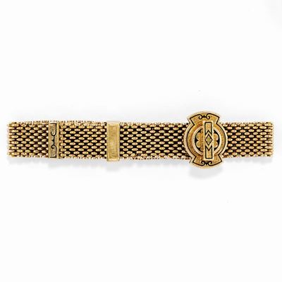 Bracciale in oro giallo con smalto, chiusura a fibbia
