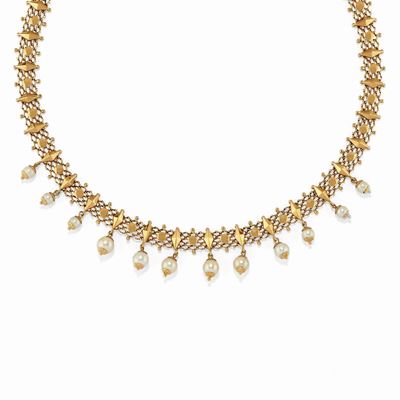 Collana con perle, oro giallo 18K, prima metà XIX secolo