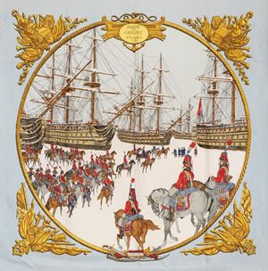 Hermès - Foulard Marine et Cavalerie