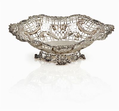 Cesto traforato in argento, Londra, 1891