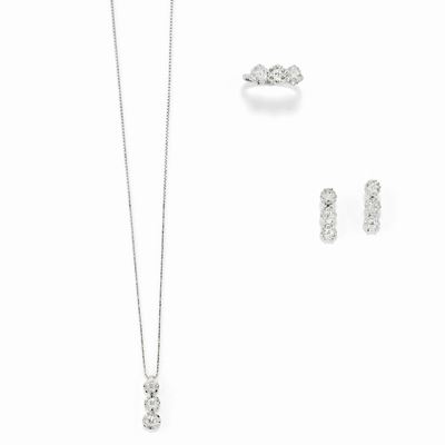 Demi parure con diamanti, oro bianco 18K