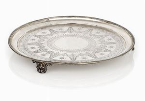 Salver in argento, birmingham,1870