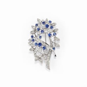 Spilla con zaffiri e diamanti